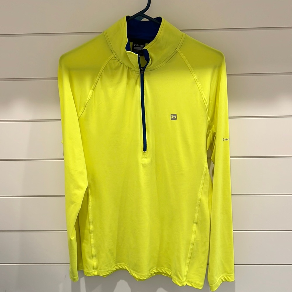 Hind men’s 1/4 zip pullover size small neon yellow